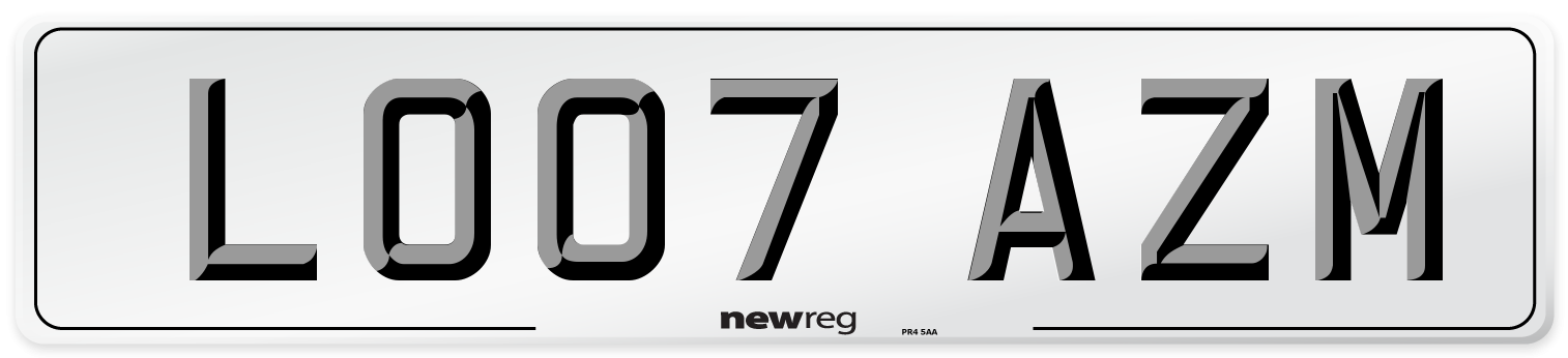 LO07 AZM Number Plate from New Reg